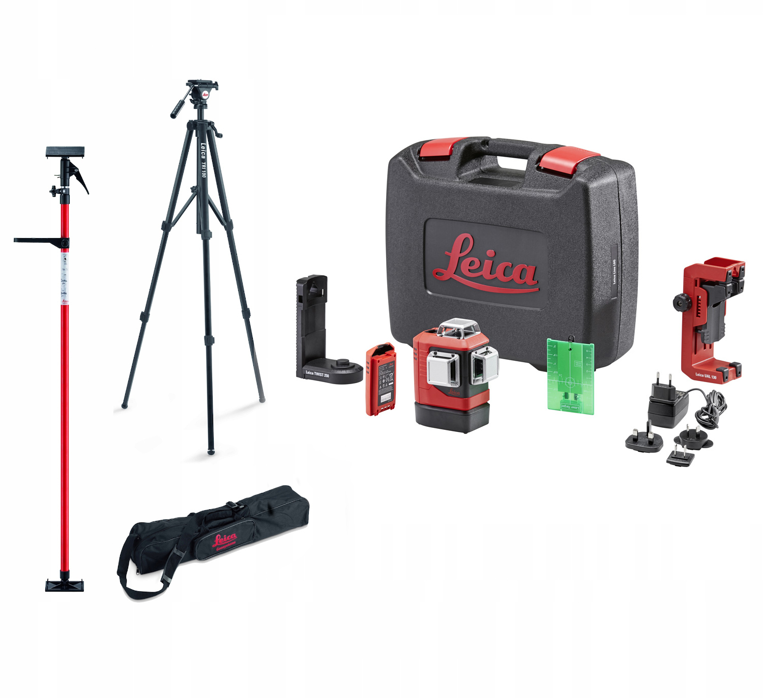 Zielony laser 3-płaszczyznowy Leica lino L6G + Statyw, tyczka rozporowa 