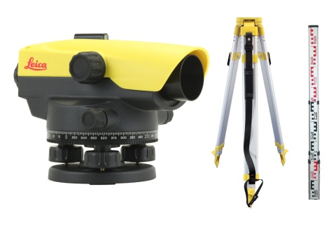 Niwelator optyczny Leica NA520 – zestaw ze statywem i łatą
